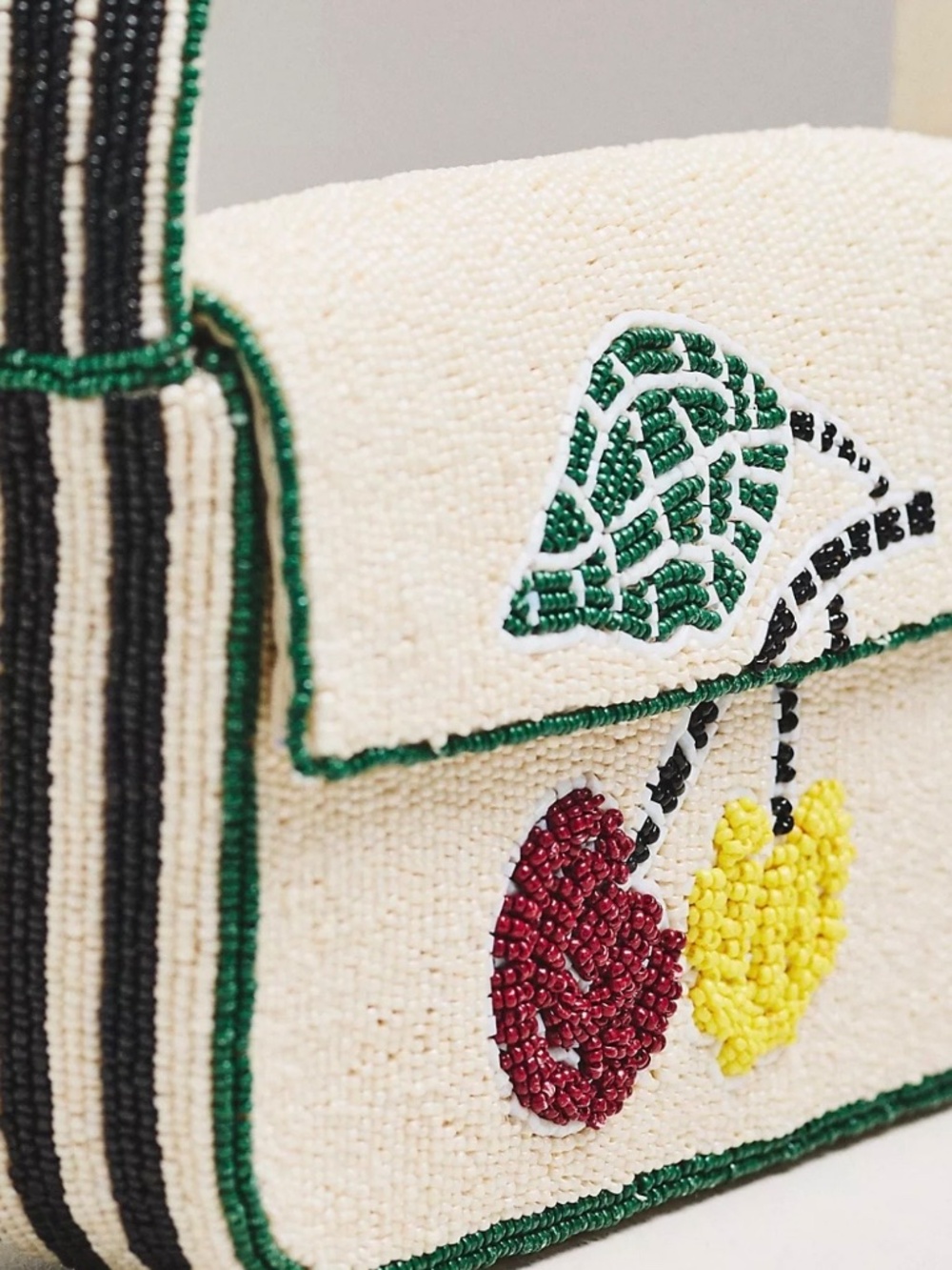 NWT Anthropologie $98 Fiona Beaded Bag: Food & Drink Edition Cherry Tile - Picture 3 of 6